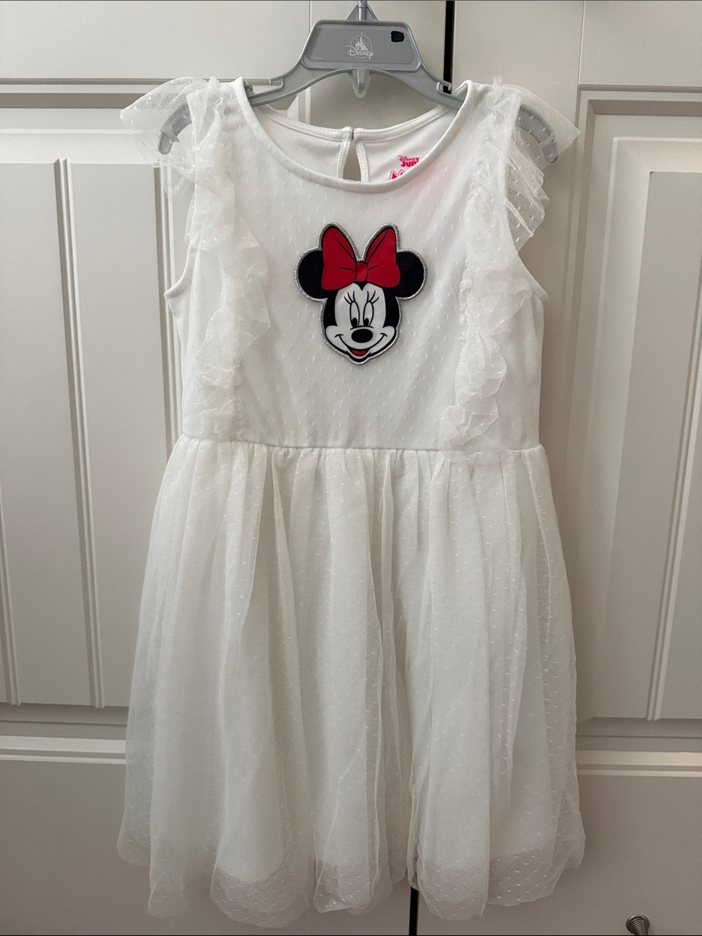 Disney White Tulle Minnie Mouse Dress with Red Bow